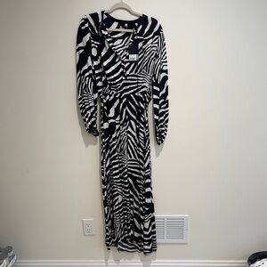 NWT The Kooples Zebra Print Long Sleeve Dress - EU Size 2